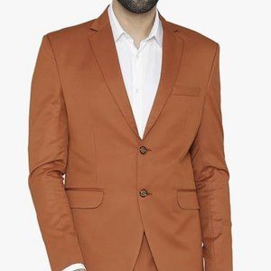 WINTAGE Men's Polyester Cotton Festive and Casual Blazer Coat Jacket Orange